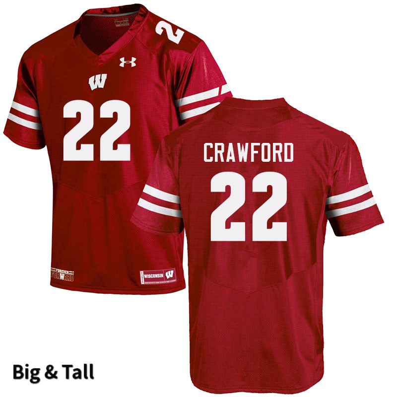 Wisconsin Badgers Men's #22 Loyal Crawford NCAA Under Armour Authentic Red Big & Tall College Stitched Football Jersey DN40W55GC